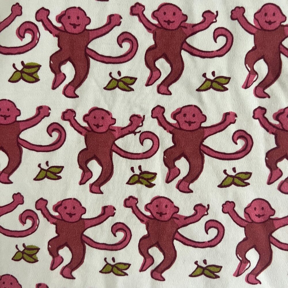 Roller Rabbit Pink Monkey Pajamas - Small - Top O… - image 4